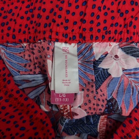 NO BOUNDARIES Floral Polka Dot Fringe Shorts Red and Blue Hawaiian Print - Picture 4 of 6